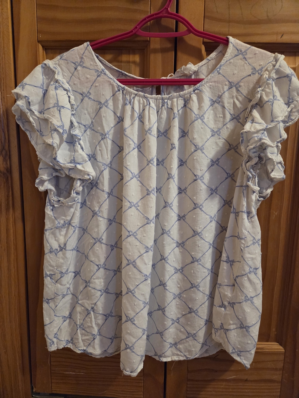 🌻 3/$20 Deal!! Blu Pepper Pale Blue Lattice Ruffle Sleeve Top